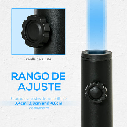 Cement Umbrella Stand with 2 Locking Buttons and 4 Expansion Screws Umbrella Base for Umbrella Pole of 34/38/48mm 12x12x30 cm Black