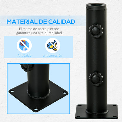 Cement Umbrella Stand with 2 Locking Buttons and 4 Expansion Screws Umbrella Base for Umbrella Pole of 34/38/48mm 12x12x30 cm Black