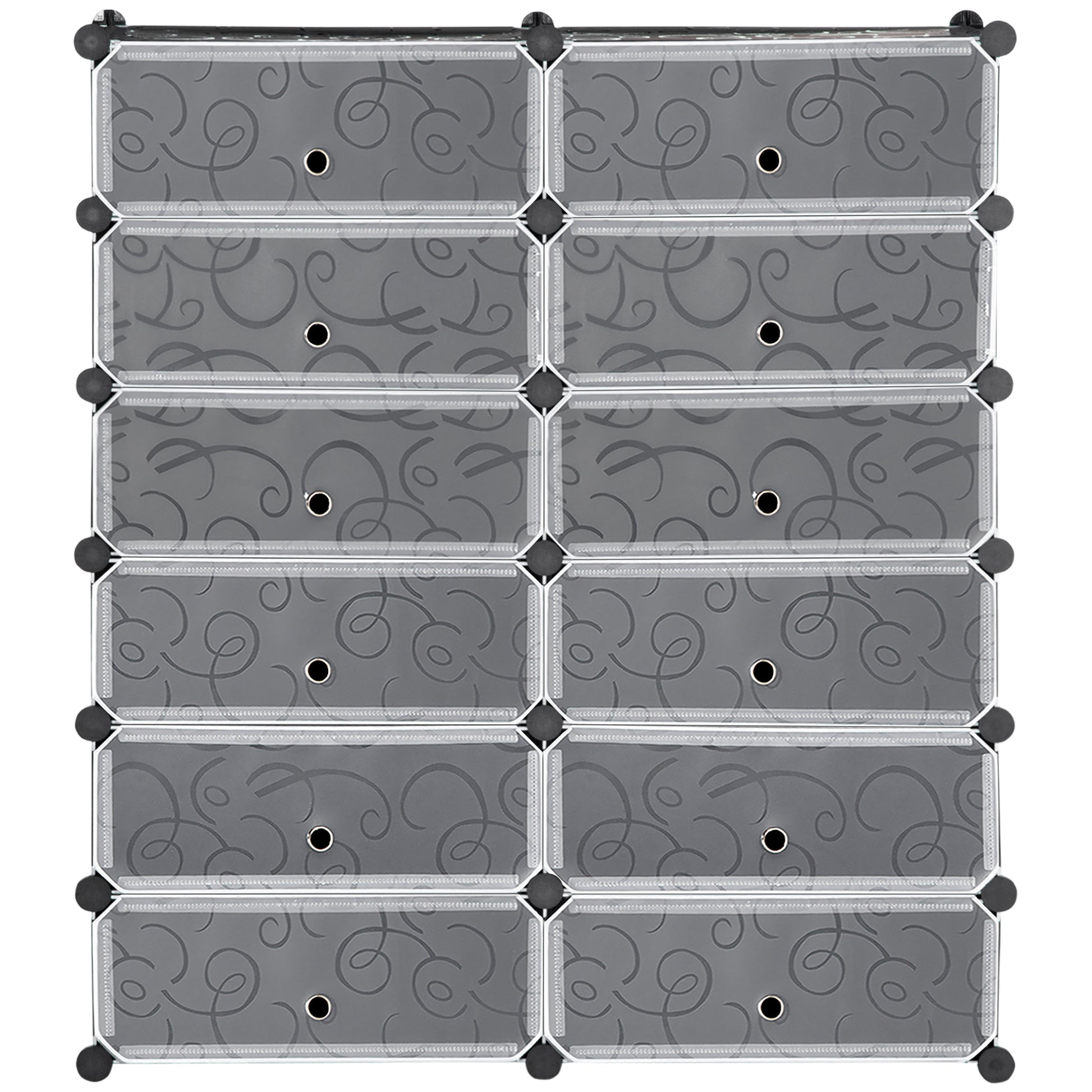 Shoe Cabinet with 12 Compartments Modular Rack for 12 Pairs of Shoes DIY Shoe Storage for Hallway Black 49 x 37 x 108 cm