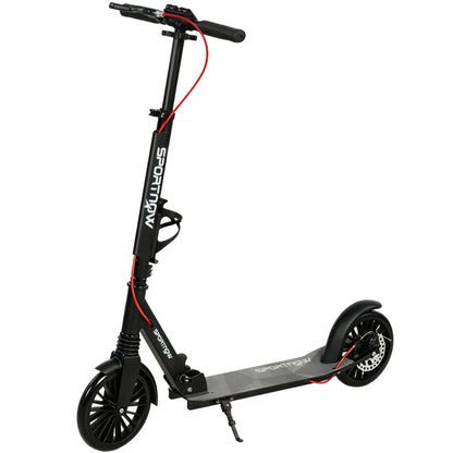 SPORTNOW Adjustable & Folding Aluminum City Scooter — 8" PU Wheels, ABEC-7 Bearings, Dual Brakes, Cup Holder — Up to 220 lb