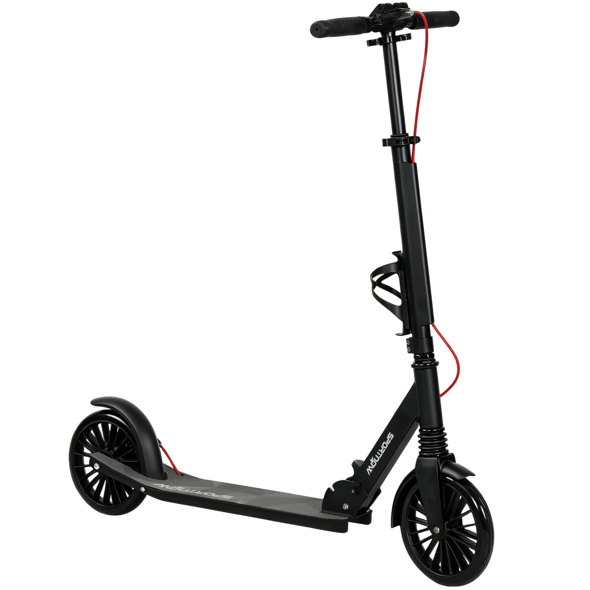 SPORTNOW Adjustable & Folding Aluminum City Scooter — 8" PU Wheels, ABEC-7 Bearings, Dual Brakes, Cup Holder — Up to 220 lb