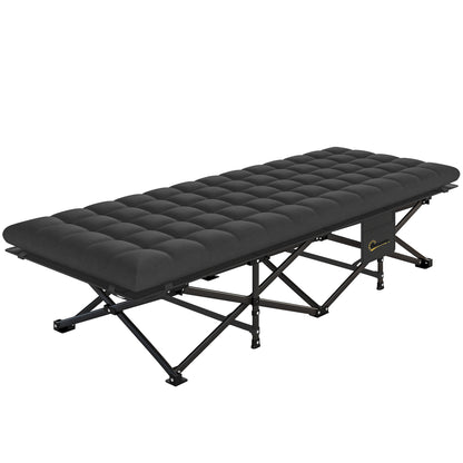 Folding Camping Cot with Carry Bag, 200 x 80 x 40 cm (78.7" x 31.5" x 15.7"), Up to 200 kg (441 lb) – Guest Bed for Adults, Indoor/Outdoor/Travel, Black
