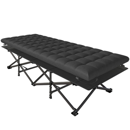 Folding Camping Cot with Carry Bag, 200 x 80 x 40 cm (78.7" x 31.5" x 15.7"), Up to 200 kg (441 lb) – Guest Bed for Adults, Indoor/Outdoor/Travel, Black