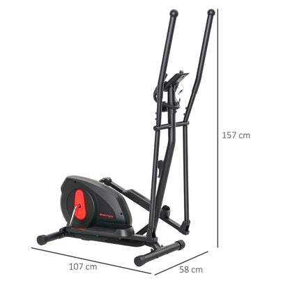 SPORTNOW Ultra Quiet Home Elliptical Bike, Magnetic Elliptical Bike with 8 Levels of Resistance, Elliptical Bike with LED Screen, Pulse Sensor, Bottle Holder and Wheels, Black