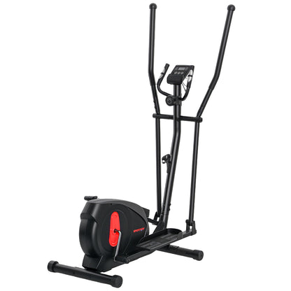 SPORTNOW Ultra Quiet Home Elliptical Bike, Magnetic Elliptical Bike with 8 Levels of Resistance, Elliptical Bike with LED Screen, Pulse Sensor, Bottle Holder and Wheels, Black