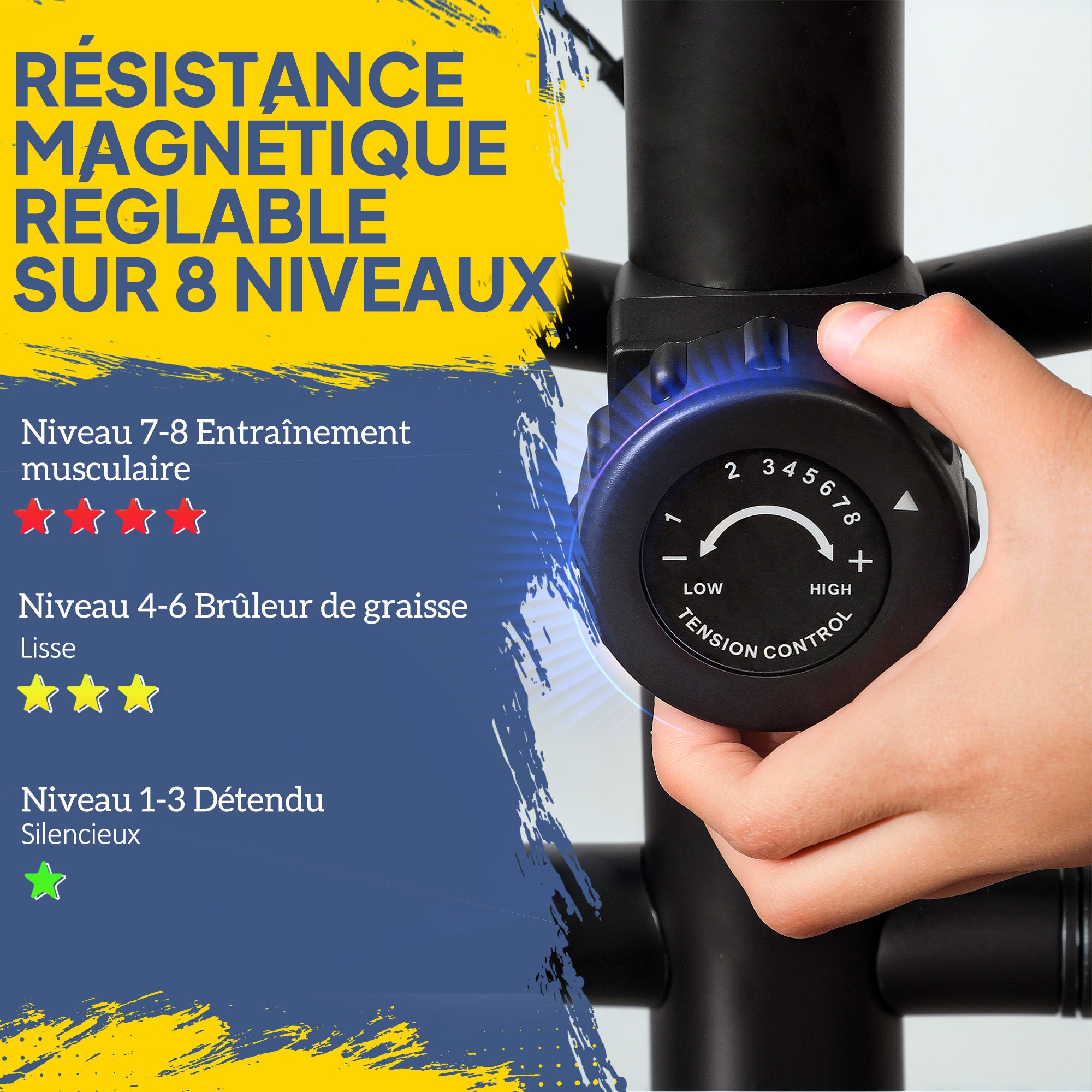 SPORTNOW Ultra Quiet Home Elliptical Bike, Magnetic Elliptical Bike with 8 Levels of Resistance, Elliptical Bike with LED Screen, Pulse Sensor, Bottle Holder and Wheels, Black