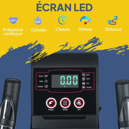 SPORTNOW Ultra Quiet Home Elliptical Bike, Magnetic Elliptical Bike with 8 Levels of Resistance, Elliptical Bike with LED Screen, Pulse Sensor, Bottle Holder and Wheels, Black