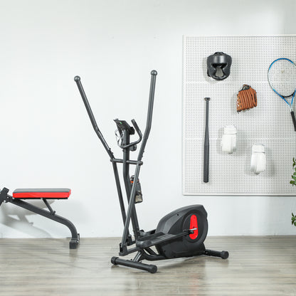 SPORTNOW Ultra Quiet Home Elliptical Bike, Magnetic Elliptical Bike with 8 Levels of Resistance, Elliptical Bike with LED Screen, Pulse Sensor, Bottle Holder and Wheels, Black