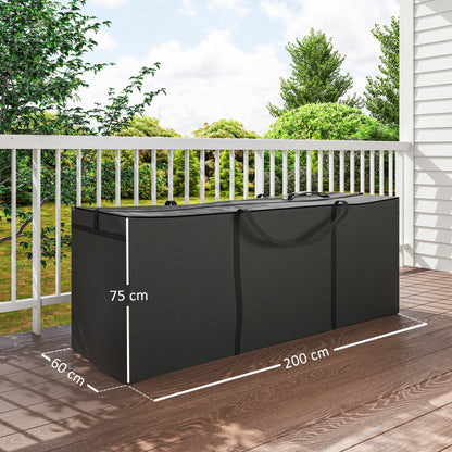 Garden Cushion Storage Bag, Cushion Bag, Protective Cover with Carrying Handle Zipper, Waterproof UV-Resistant 600D Oxford, for Cushion Covers, Christmas Trees 200x60x75 cm Black