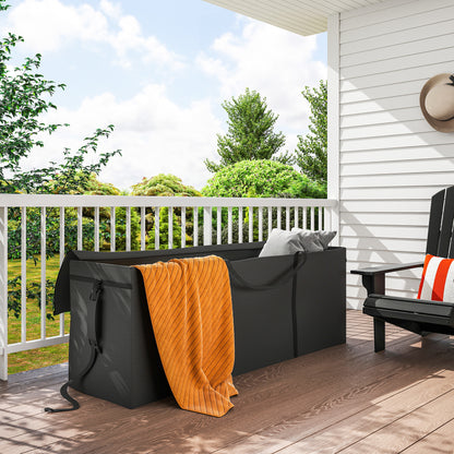 Garden Cushion Storage Bag, Cushion Bag, Protective Cover with Carrying Handle Zipper, Waterproof UV-Resistant 600D Oxford, for Cushion Covers, Christmas Trees 200x60x75 cm Black