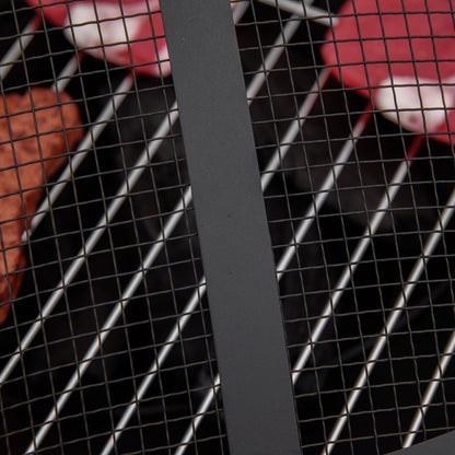 Fire Pit with Poker Spark Guard Fire Basket Fire Table Round Fire Pit for Garden Camping BBQ Steel Black 81 x 81 x 50 cm