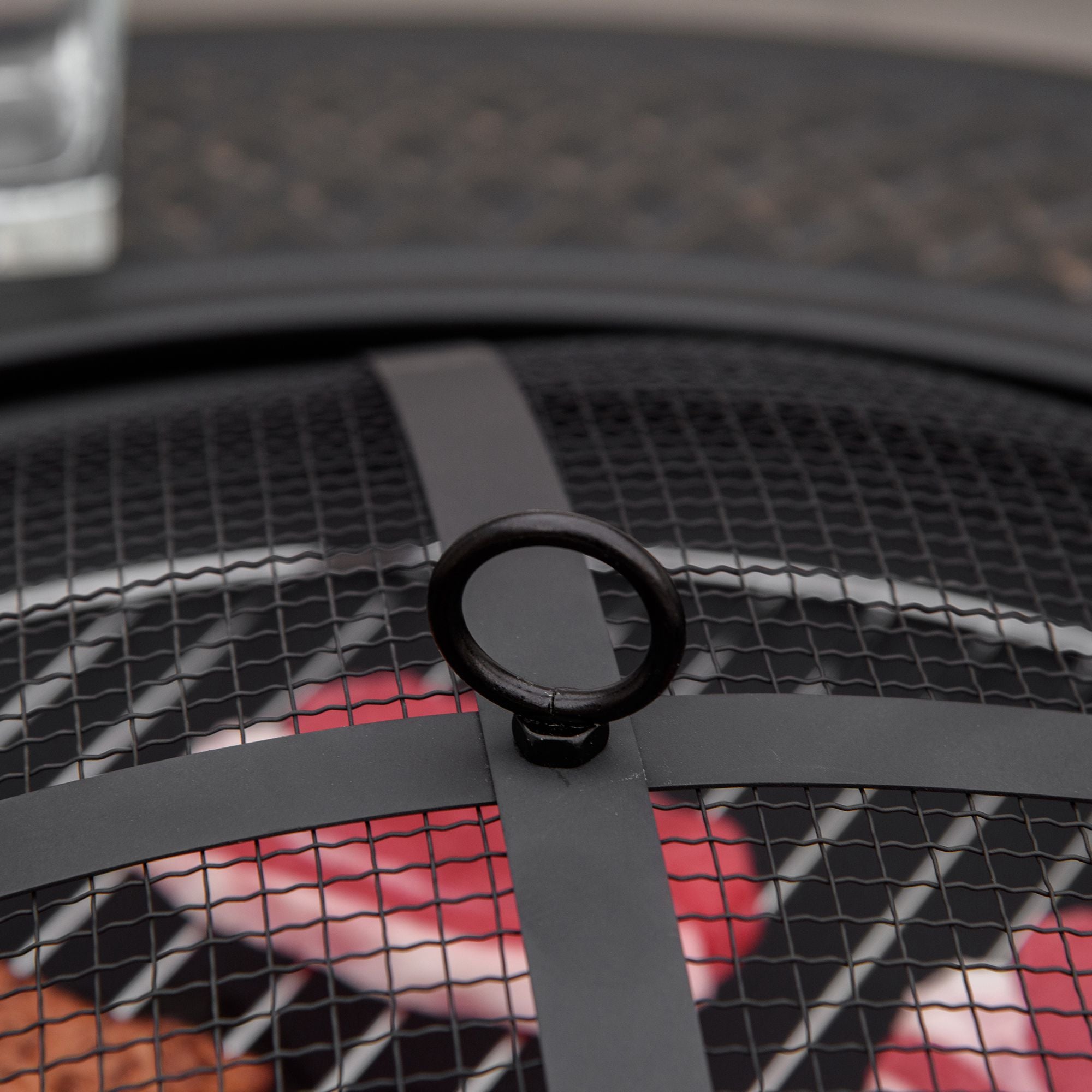 Fire Pit with Poker Spark Guard Fire Basket Fire Table Round Fire Pit for Garden Camping BBQ Steel Black 81 x 81 x 50 cm
