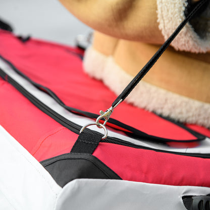 Foldable Pet Stroller for Dogs and Cats, Removable Bassinet, 4-Wheel with Brake, 600D Oxford Fabric 81 x 58 x 97.5 cm Red