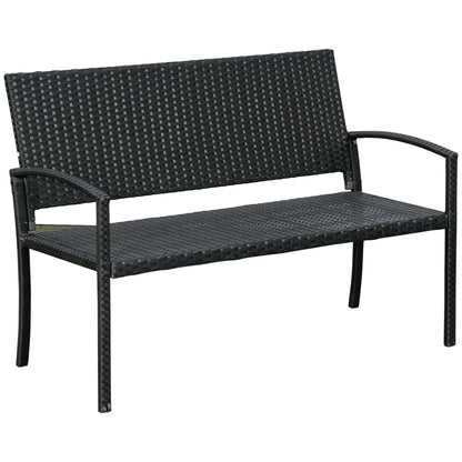 Poly Rattan Garden Bench 2-Seater UV-Resistant Bench with Ergonomic Armrests Backrest Garden Furniture Park Bench up to 240kg Load Capacity Patio Bench for Garden Terrace, 122x60x85cm, Black