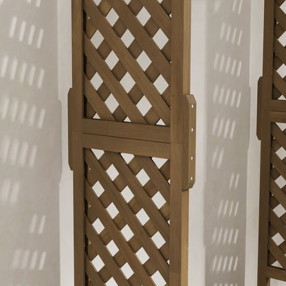 Planter with Trellis and Arch, Flower Bed with Drainage Hole and Liner, Garden Planting Bed for Climbing Plants, Solid Wood, 112 x 41 x 180 cm, Brown