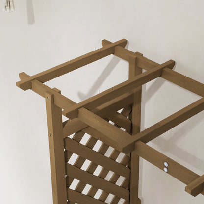 Planter with Trellis and Arch, Flower Bed with Drainage Hole and Liner, Garden Planting Bed for Climbing Plants, Solid Wood, 112 x 41 x 180 cm, Brown