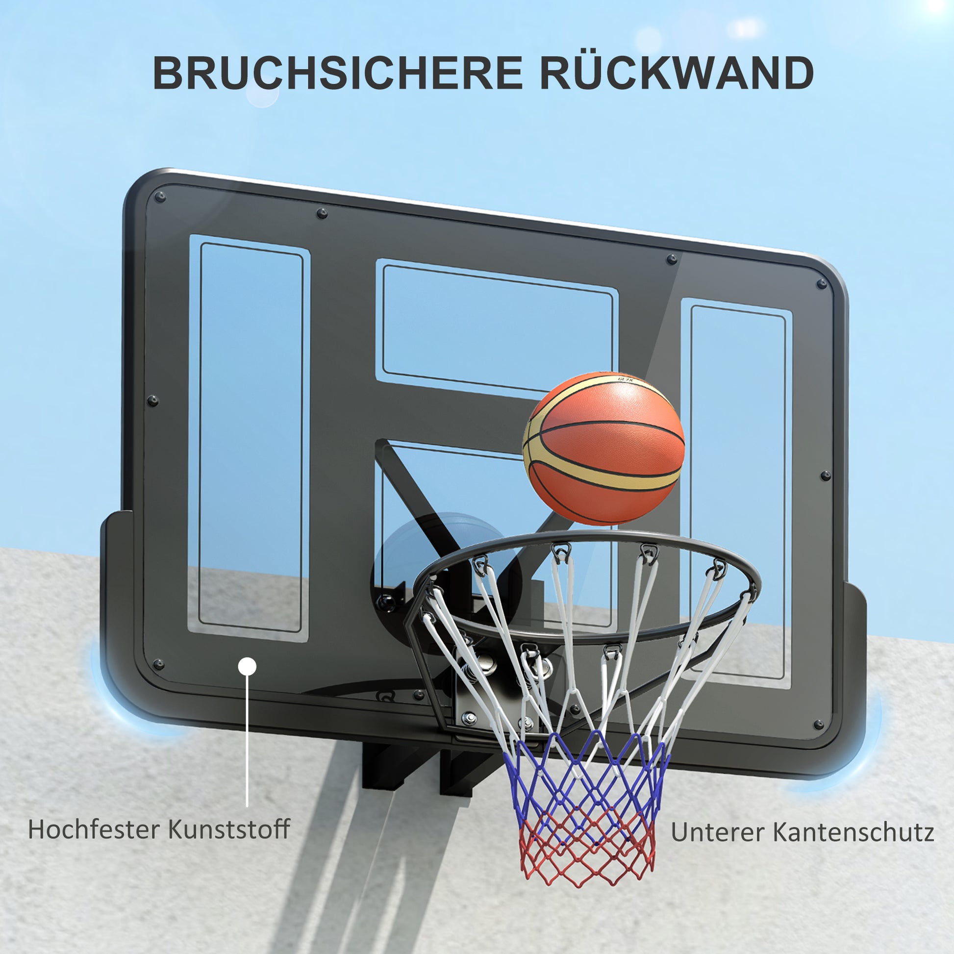 SPORTNOW Basketball Hoop with Backboard for Outdoor & Indoor, Basketball Board with Ø45 cm Steel Rim and Net, Wall Mount, Basketball Board for Adults, 110 x 80 x 75 cm, Black