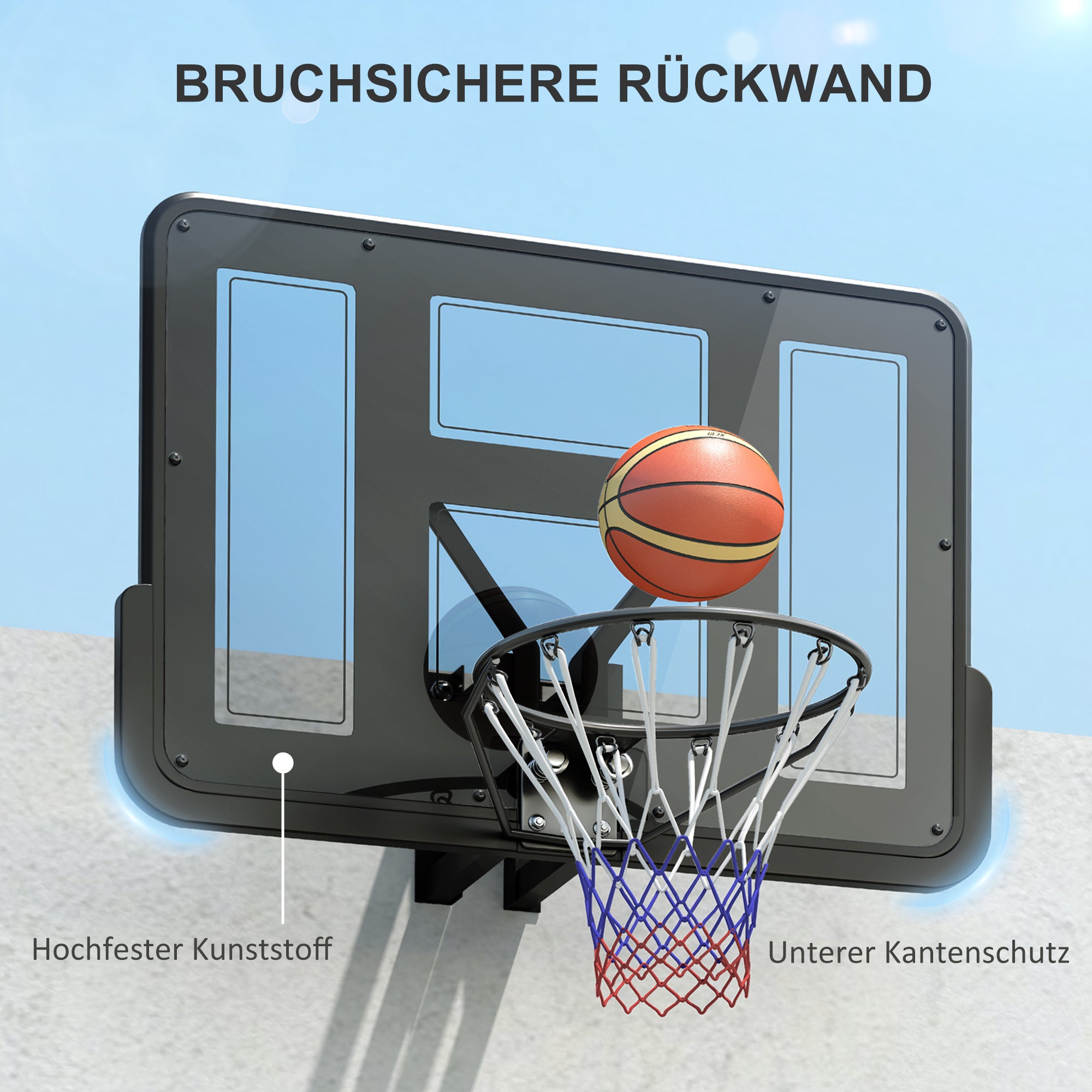 SPORTNOW Basketball Hoop with Backboard for Outdoor & Indoor, Basketball Board with Ø45 cm Steel Rim and Net, Wall Mount, Basketball Board for Adults, 110 x 80 x 75 cm, Black