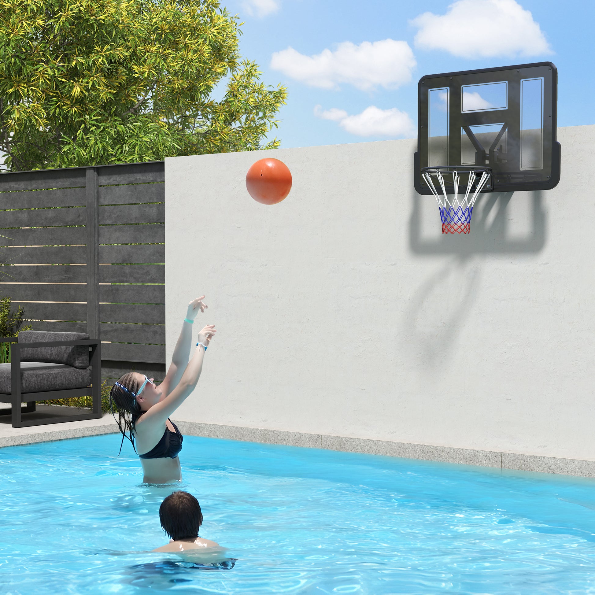 SPORTNOW Basketball Hoop with Backboard for Outdoor & Indoor, Basketball Board with Ø45 cm Steel Rim and Net, Wall Mount, Basketball Board for Adults, 110 x 80 x 75 cm, Black