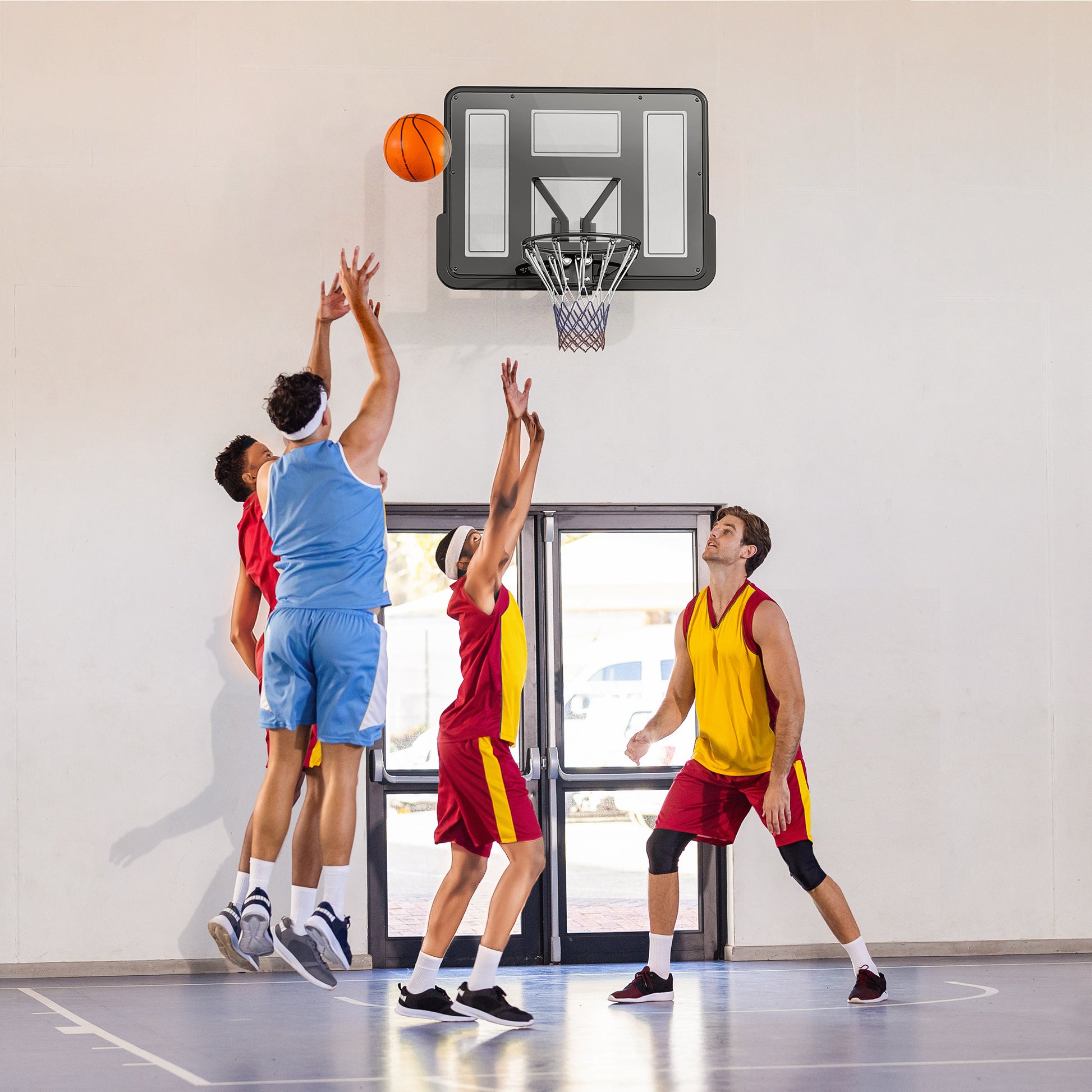 SPORTNOW Basketball Hoop with Backboard for Outdoor & Indoor, Basketball Board with Ø45 cm Steel Rim and Net, Wall Mount, Basketball Board for Adults, 110 x 80 x 75 cm, Black