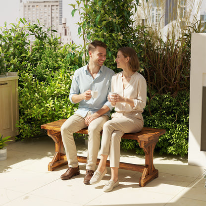 2-Person Weather-Resistant Solid Spruce Garden Bench with X-Base, Charred Finish — 45 x 16 x 18 in, 530 lb Capacity