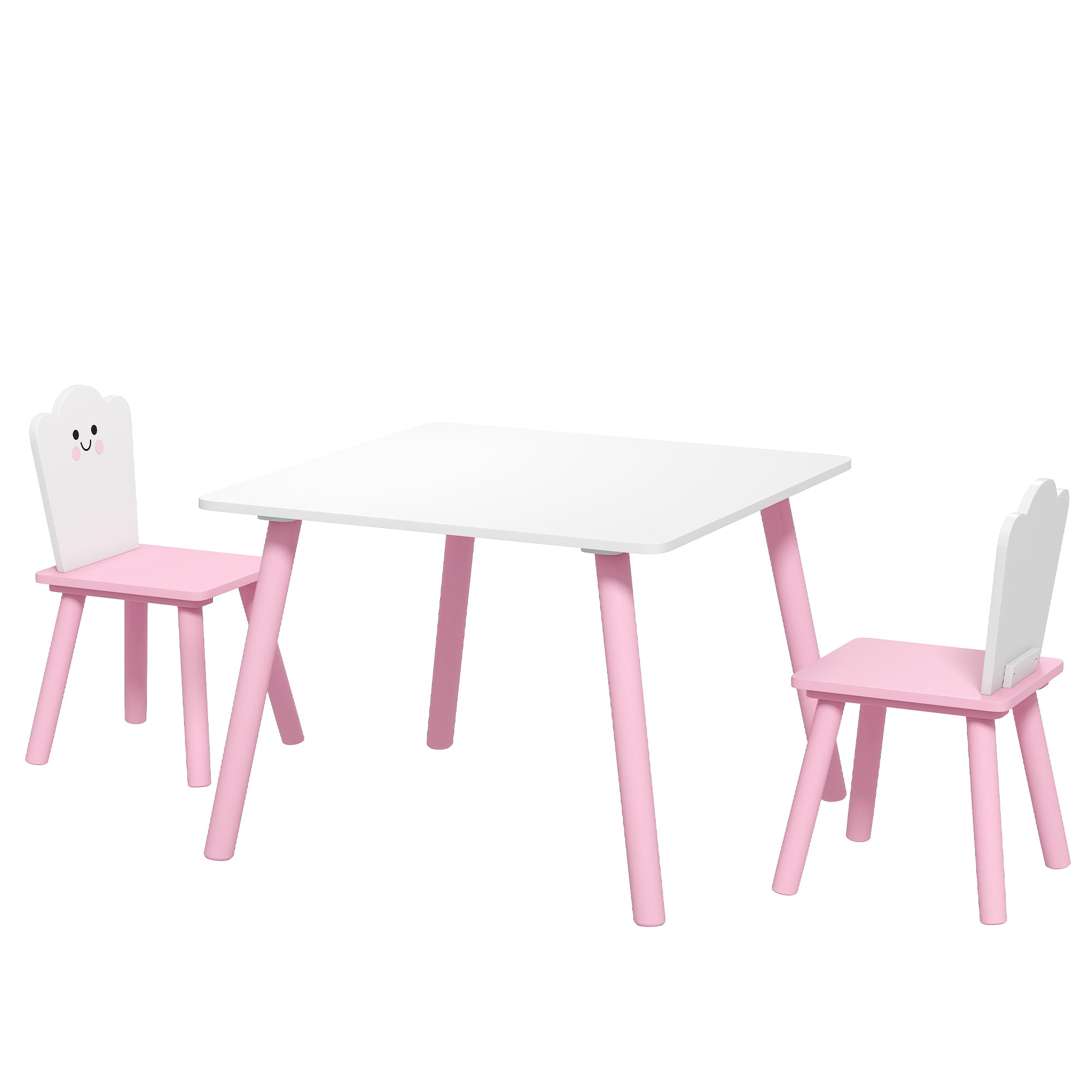 Kids Table with 2 Chairs — Wooden Activity Set for Drawing, Play & Study, Gift for Boys & Girls Ages 3–6, Pink
