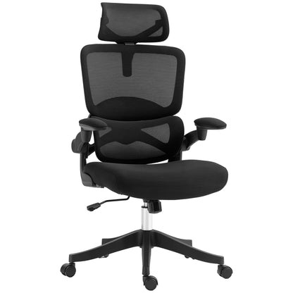 Adjustable Height Office Chair with Tilt Function, Adjustable Armrests, and Lumbar Support, 62x58x120-133 cm, Black