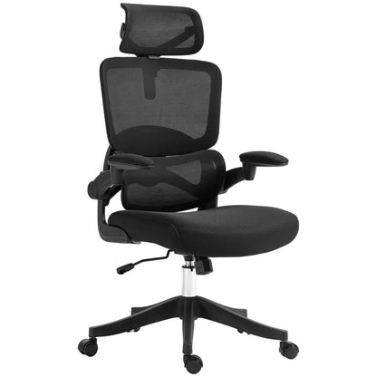Adjustable Height Office Chair with Tilt Function, Adjustable Armrests, and Lumbar Support, 62x58x120-133 cm, Black