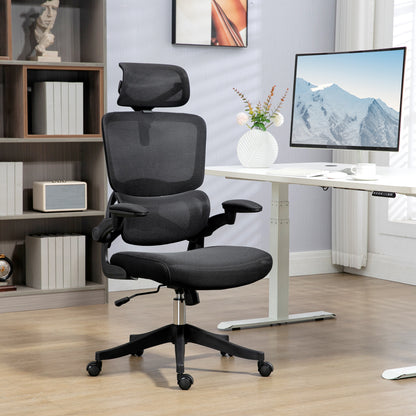 Adjustable Height Office Chair with Tilt Function, Adjustable Armrests, and Lumbar Support, 62x58x120-133 cm, Black