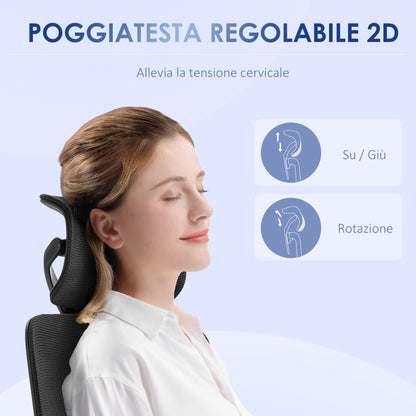 Adjustable Height Office Chair with Tilt Function, Adjustable Armrests, and Lumbar Support, 62x58x120-133 cm, Black