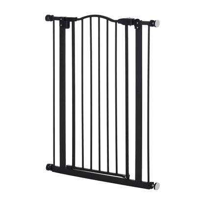 Extensible Dog Safety Gate 74-80 cm for Doors and Stairs Pet Safety Gate with Pressure Mount and Double Lock Black