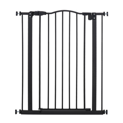 Extensible Dog Safety Gate 74-80 cm for Doors and Stairs Pet Safety Gate with Pressure Mount and Double Lock Black