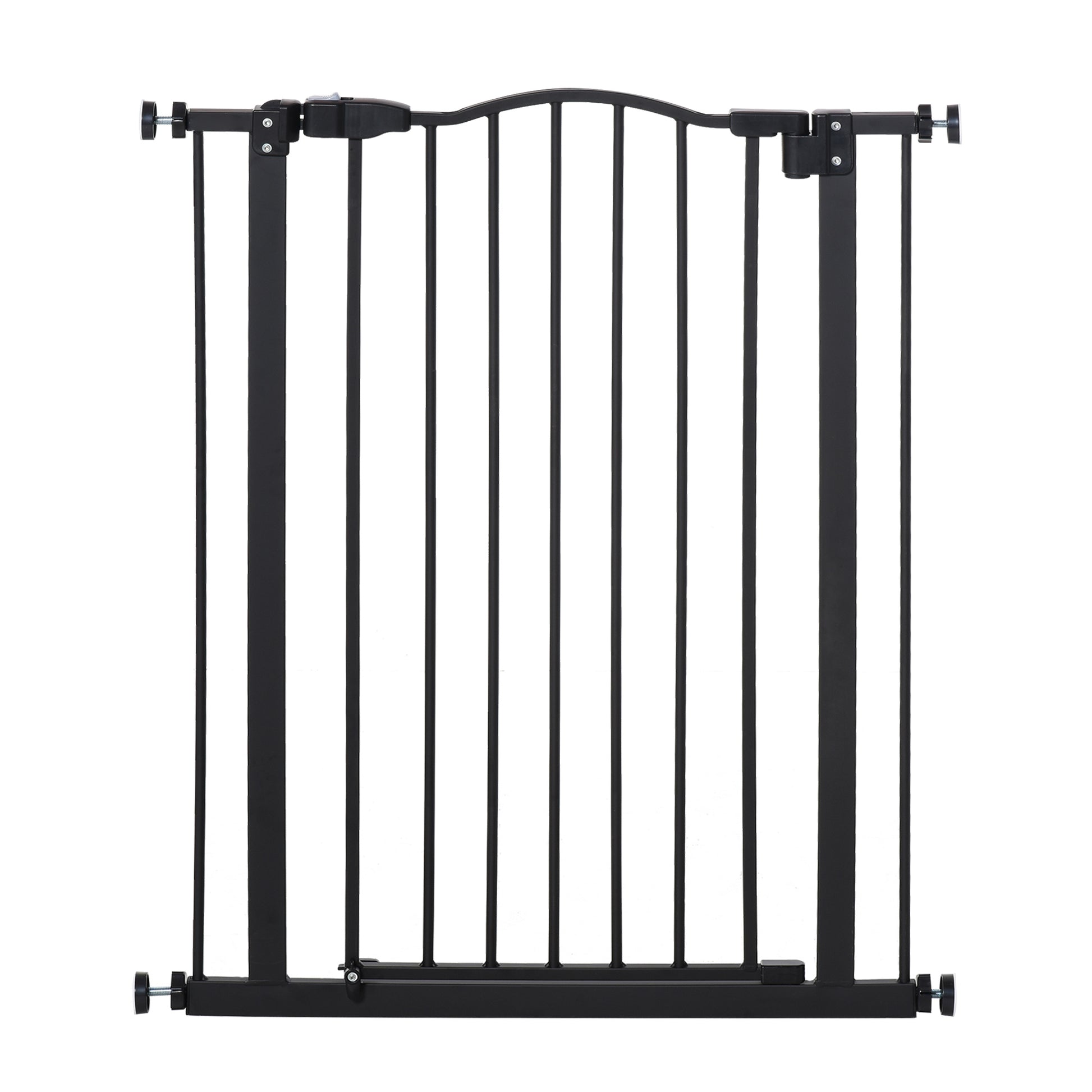 Extensible Dog Safety Gate 74-80 cm for Doors and Stairs Pet Safety Gate with Pressure Mount and Double Lock Black