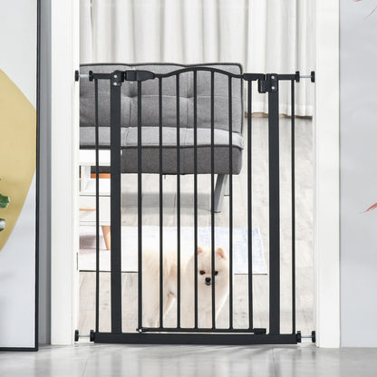 Extensible Dog Safety Gate 74-80 cm for Doors and Stairs Pet Safety Gate with Pressure Mount and Double Lock Black
