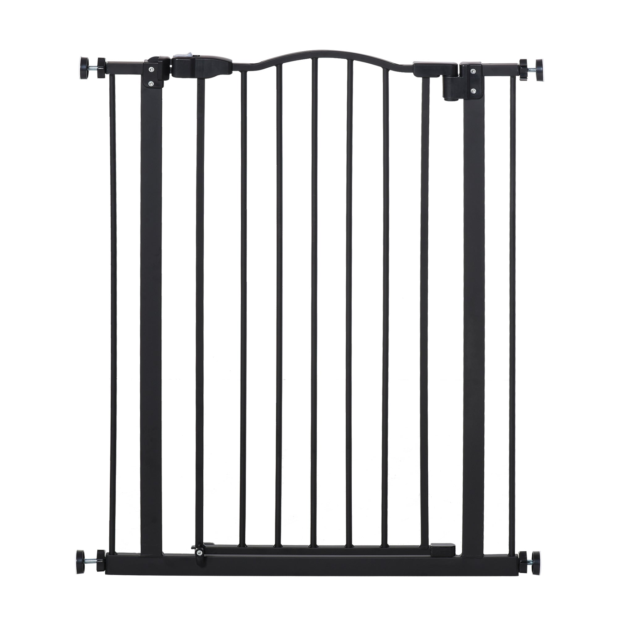 Extensible Dog Safety Gate 74-80 cm for Doors and Stairs Pet Safety Gate with Pressure Mount and Double Lock Black