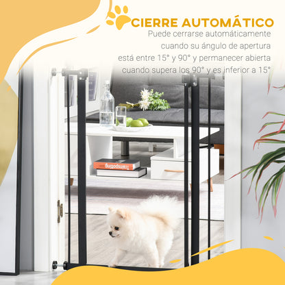 Extensible Dog Safety Gate 74-80 cm for Doors and Stairs Pet Safety Gate with Pressure Mount and Double Lock Black