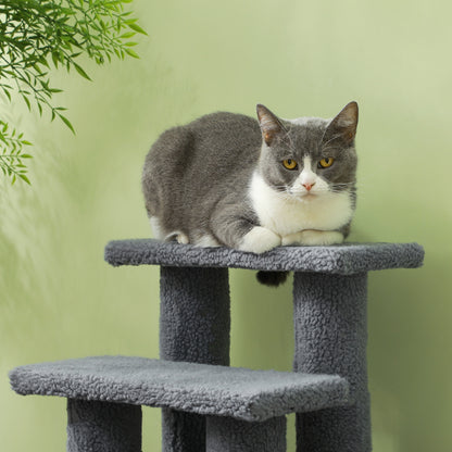Pet Stairs Cat Stairs Dog Stairs Stairs for Cats and Dogs 4 Steps Gray 63.5x43x60cm