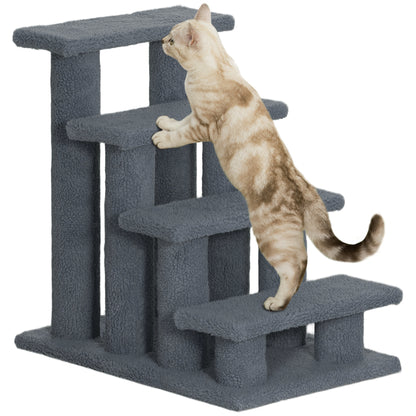 Pet Stairs Cat Stairs Dog Stairs Stairs for Cats and Dogs 4 Steps Gray 63.5x43x60cm