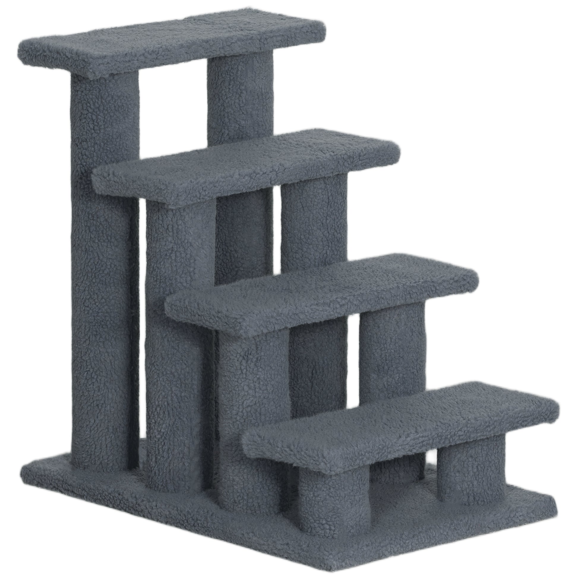 Pet Stairs Cat Stairs Dog Stairs Stairs for Cats and Dogs 4 Steps Gray 63.5x43x60cm