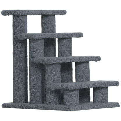 Pet Stairs Cat Stairs Dog Stairs Stairs for Cats and Dogs 4 Steps Gray 63.5x43x60cm