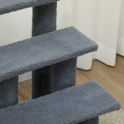 Pet Stairs Cat Stairs Dog Stairs Stairs for Cats and Dogs 4 Steps Gray 63.5x43x60cm