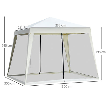 Garden Pavilion Gazebo Party Tent Weatherproof Tent with Mosquito Net Metal + Polyester Cream White 3 x 3 m