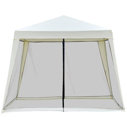 Garden Pavilion Gazebo Party Tent Weatherproof Tent with Mosquito Net Metal + Polyester Cream White 3 x 3 m