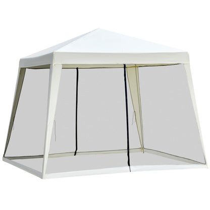 Garden Pavilion Gazebo Party Tent Weatherproof Tent with Mosquito Net Metal + Polyester Cream White 3 x 3 m
