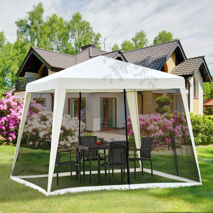 Garden Pavilion Gazebo Party Tent Weatherproof Tent with Mosquito Net Metal + Polyester Cream White 3 x 3 m