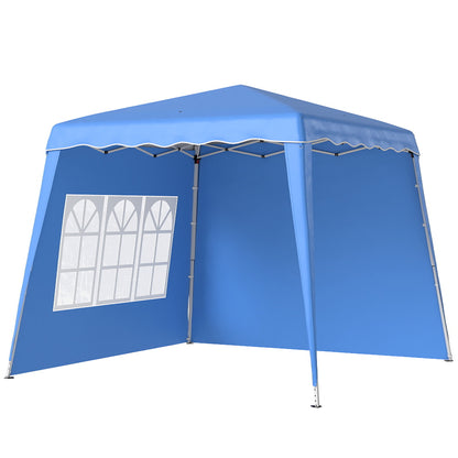 Pop-up Foldable Canopy 3x3 m Garden Gazebo with 2 Side Walls Adjustable Height and Transport Bag UV50+ Waterproof Canopy for Camping Parties Outdoor Blue