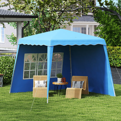 Pop-up Foldable Canopy 3x3 m Garden Gazebo with 2 Side Walls Adjustable Height and Transport Bag UV50+ Waterproof Canopy for Camping Parties Outdoor Blue