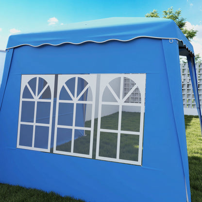 Pop-up Foldable Canopy 3x3 m Garden Gazebo with 2 Side Walls Adjustable Height and Transport Bag UV50+ Waterproof Canopy for Camping Parties Outdoor Blue