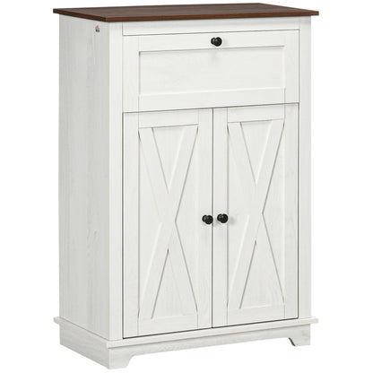 Sideboard for Living Room Storage Cabinet with Double Doors Drawer and Adjustable Shelf for Kitchen Bedroom 60x30x87.4 cm White