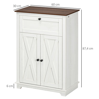 Sideboard for Living Room Storage Cabinet with Double Doors Drawer and Adjustable Shelf for Kitchen Bedroom 60x30x87.4 cm White